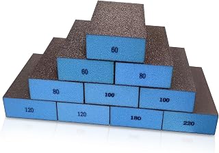 10PCS Wet and Dry Sanding Sponges, 6 Different Specifications (60/80/100/120/180/220 Grit), Washable and Reusable