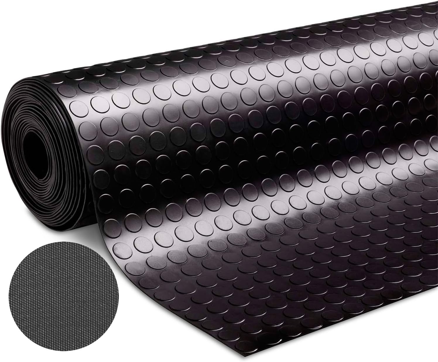 Tappeto Gomma Antiscivolo Copri Pavimento H120 Cm ALTO Spessore 3mm Nero Robusto su Misura (300X120_BOLLO_GOMMA)