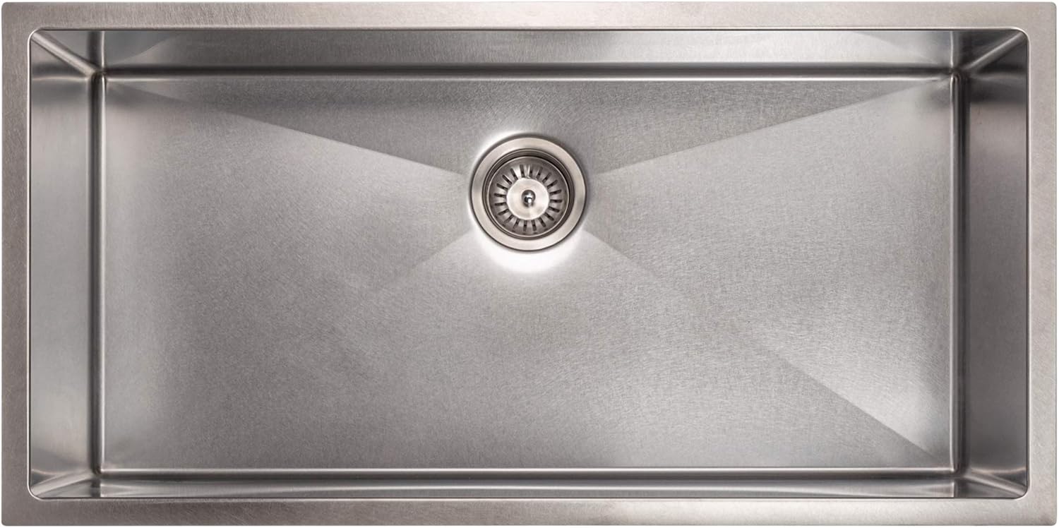 ZLINE 36 in. Meribel Undermount Single Bowl Satin Stainless Steel Kitchen Sink with Bottom Grid (SRS-36S)