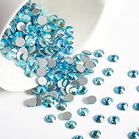 Vista 4 de Beadsland 288 diamantes de imitación de cristal con parte trasera plana, gemas redondas, aguamarina AB, SS30, 0.248-0.256 in