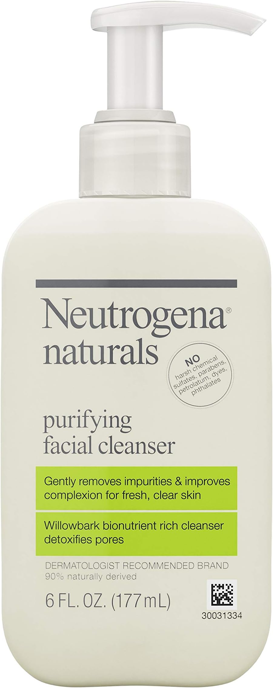Naturals Purifying Daily Facial Cleanser with Natural Salicylic Acid from Willowbark Bionutrients, Hypoallergenic, Non-Comedogenic & Sulfate-, Paraben- & Phthalate-Free, 6 Fl Oz