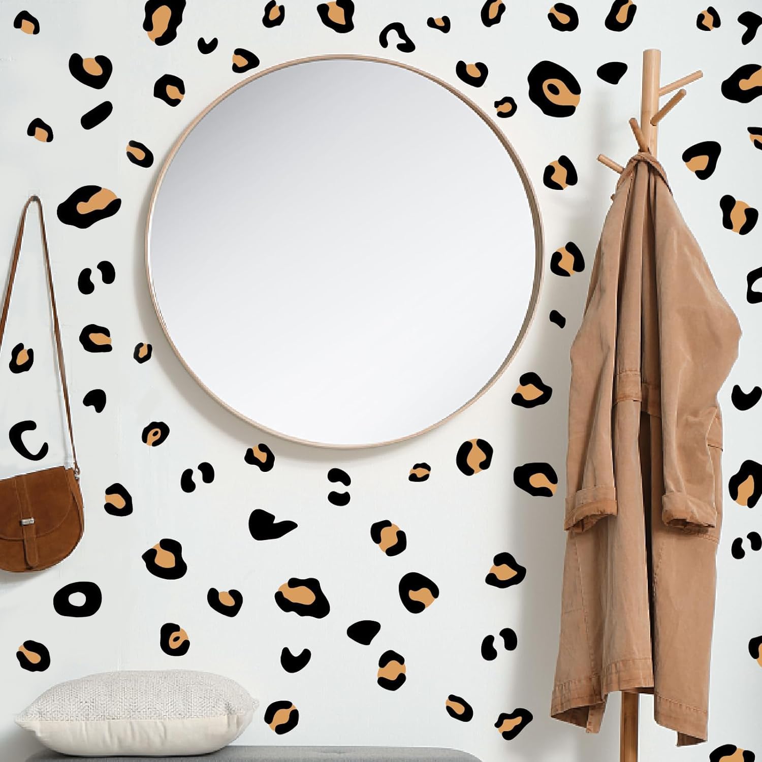 PLIGREAT 202 Pcs Leopard Dot Murals Wall Stickers Large Size Peel and Stick Wall Decals Yellow Spots Wall Stickers for Bedroom Living Room Cabinet Window DIY Home Wall Decoration