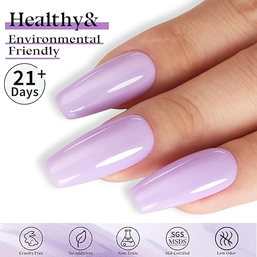 Miniatura 5 de Esmalte de uñas de gel morado lavanda, 0.51 onzas líquidas, esmalte de gel semipermanente para salón de manicura o iniciador de arte de uñas, regalo