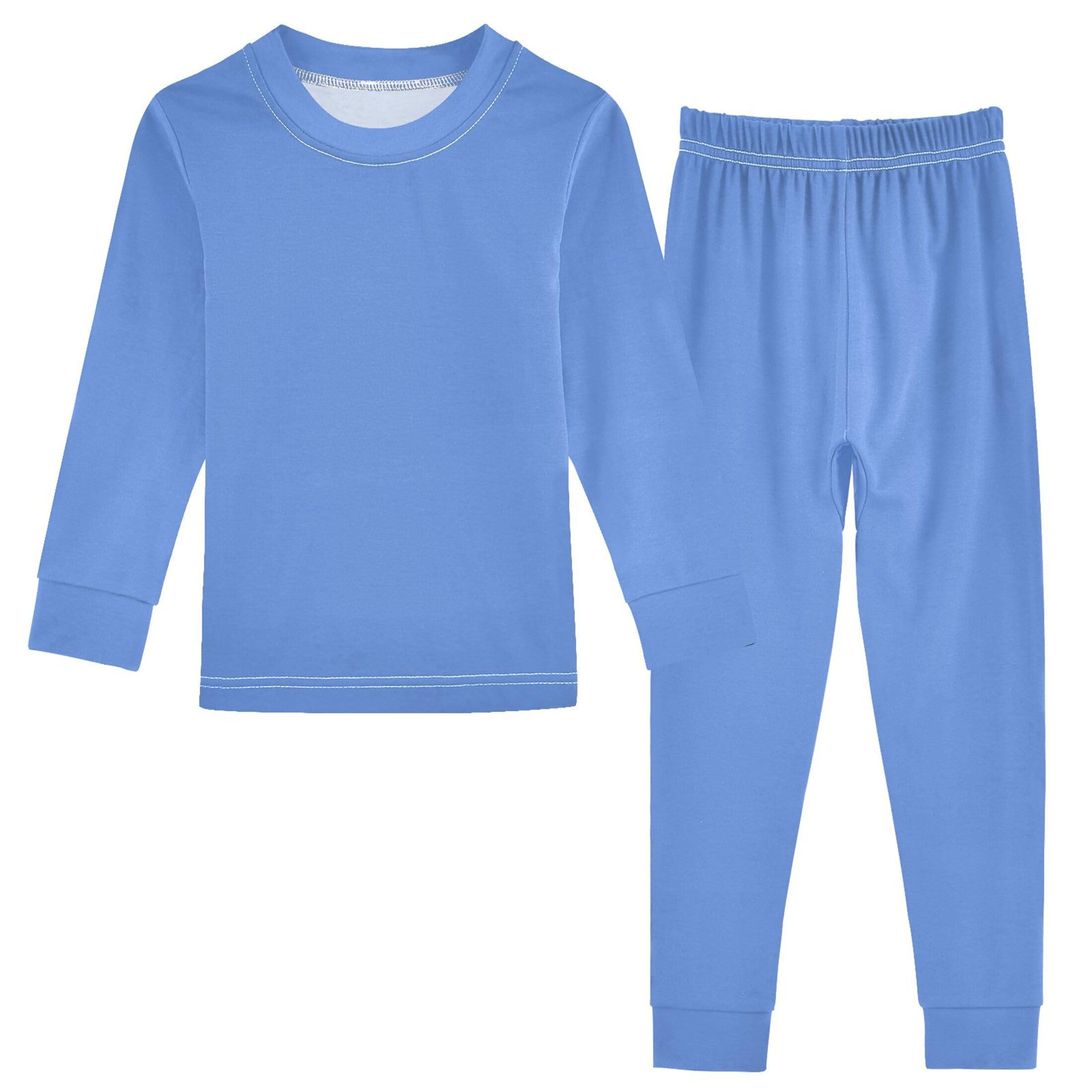 Cornflower Blue Long Sleeve Pajamas Set Sleepwear Jammies 2pcs Set Pjs Cornflower Blue