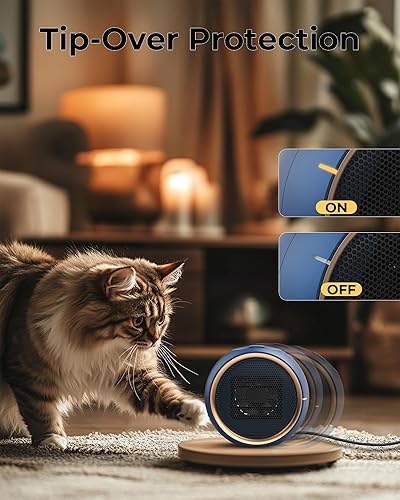 Miniatura 5 de Calentador de espacio para uso en interiores, calentador eléctrico portátil con calentamiento rápido 2S y cerámica PTC, protección contra