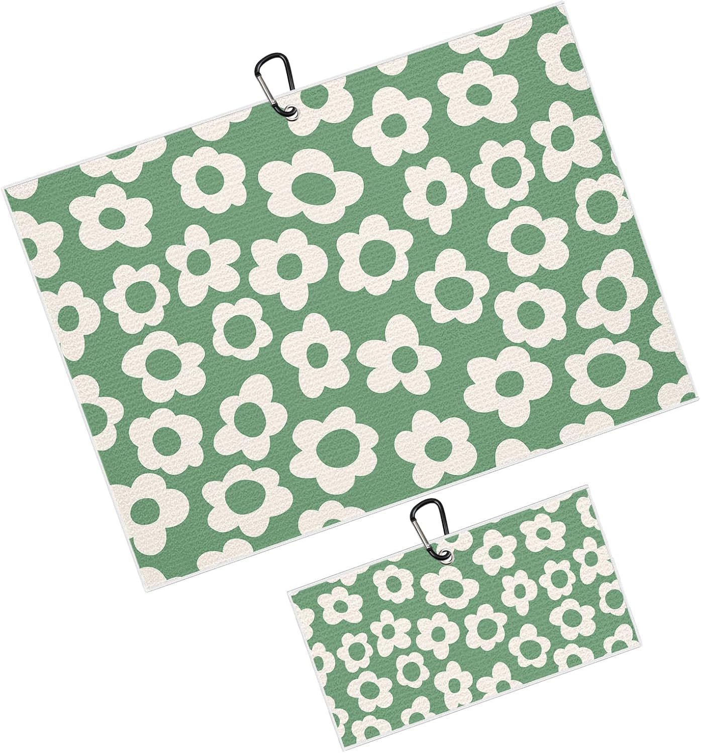 Black White Radial Sunburst Golf Towels for Golf Bags Carts 2 Pack Dynamic Graphic Checkered Print Microfiber Waffle Pattern Towel with Carabiner Clip for Men Women Golf Cleaning Towel