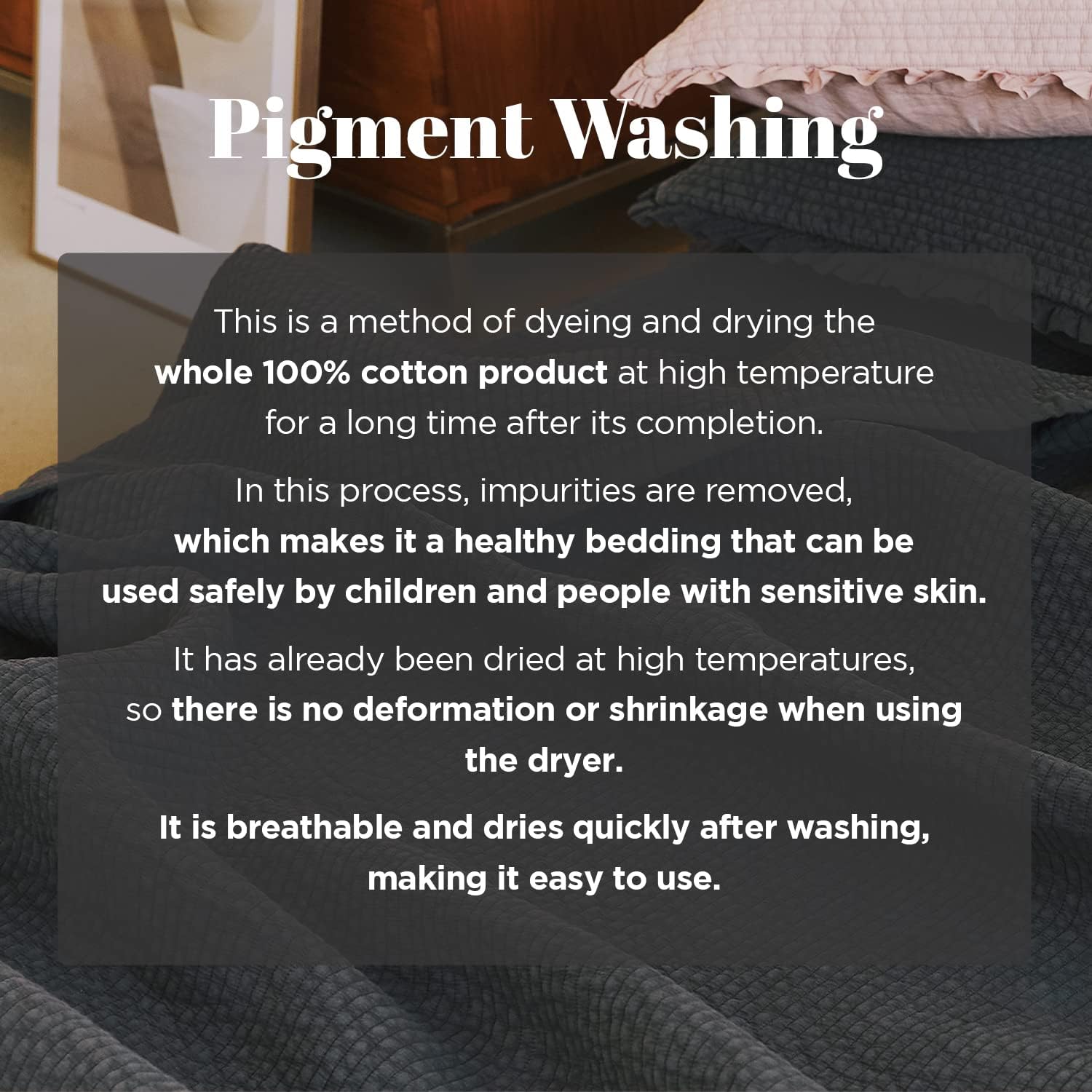 100% Cotton Frilled Bed Coverlet, Blanket – Twin Size Bed 63 x 83” - Pigment Washed Soft & Breathable Quilted Blankets for Bed and Couch – Lightweight Bed Coverlet for All Seasons (Charcoal)