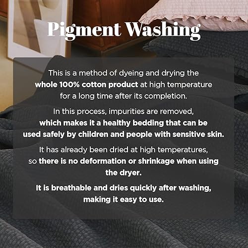 Miniatura 4 de Manta de cama 100 % algodón con volantes, manta  cama tamaño matrimonialQueen de 79 x 91 pulgadas  Mantas acolchadas suaves y transpirables lavadas