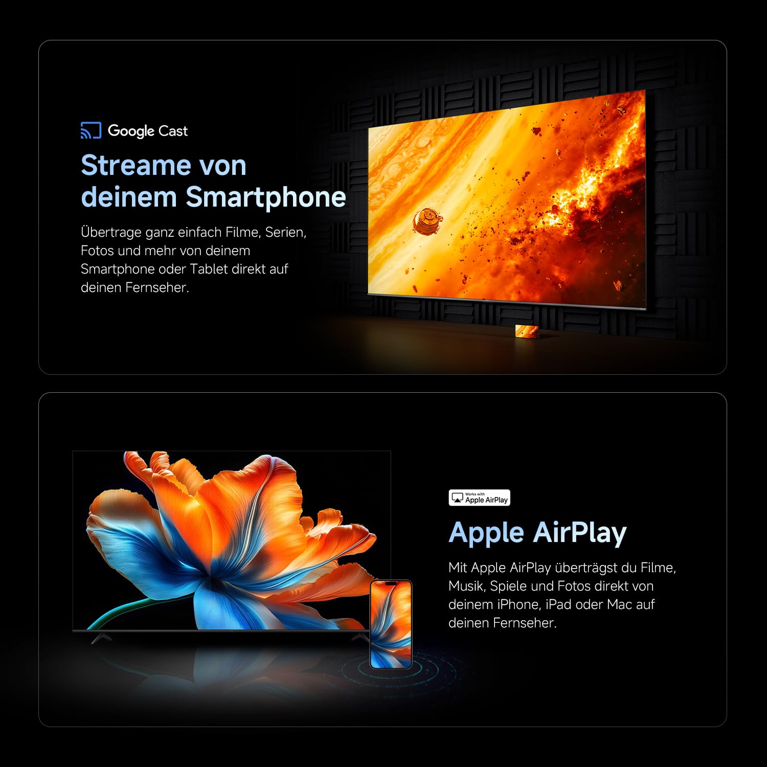 XIAOMI TV S Mini LED 65"(165 cm), QLED Mini LED Fernseher, 4K UHD, Smart TV mit Google TV, HDR10+, Triple Tuner, DVB T2, 60Hz mit 120Hz Game Boost Mode, MEMC, Dolby Audio, Airplay 3, Google Assistant