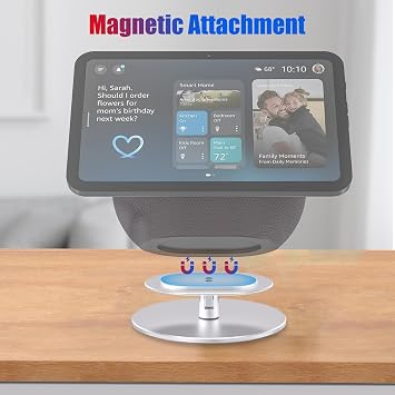 Stand Compatible with Echo Show 8 & Echo Show 11, Comfortable Viewing with 360 Swivel and Adjustable Tilt, Desk Stand for Echo Show 8/11, Stable Aluminum Build and Non-Slip Pads (Silver)