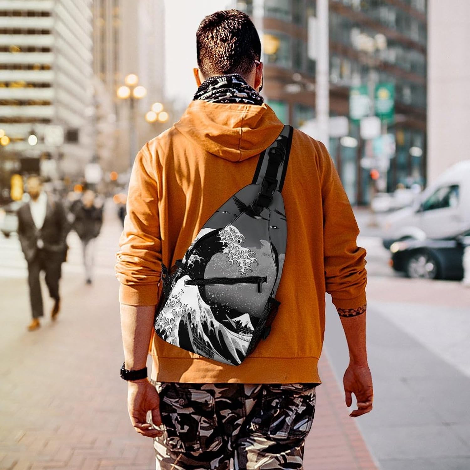 The Great Wave of Kanagawa Men Crossbody Sling Backpack Chest Bag | Travel Fanny Pack,Hiking Daypack,Print Shoulder Bags
