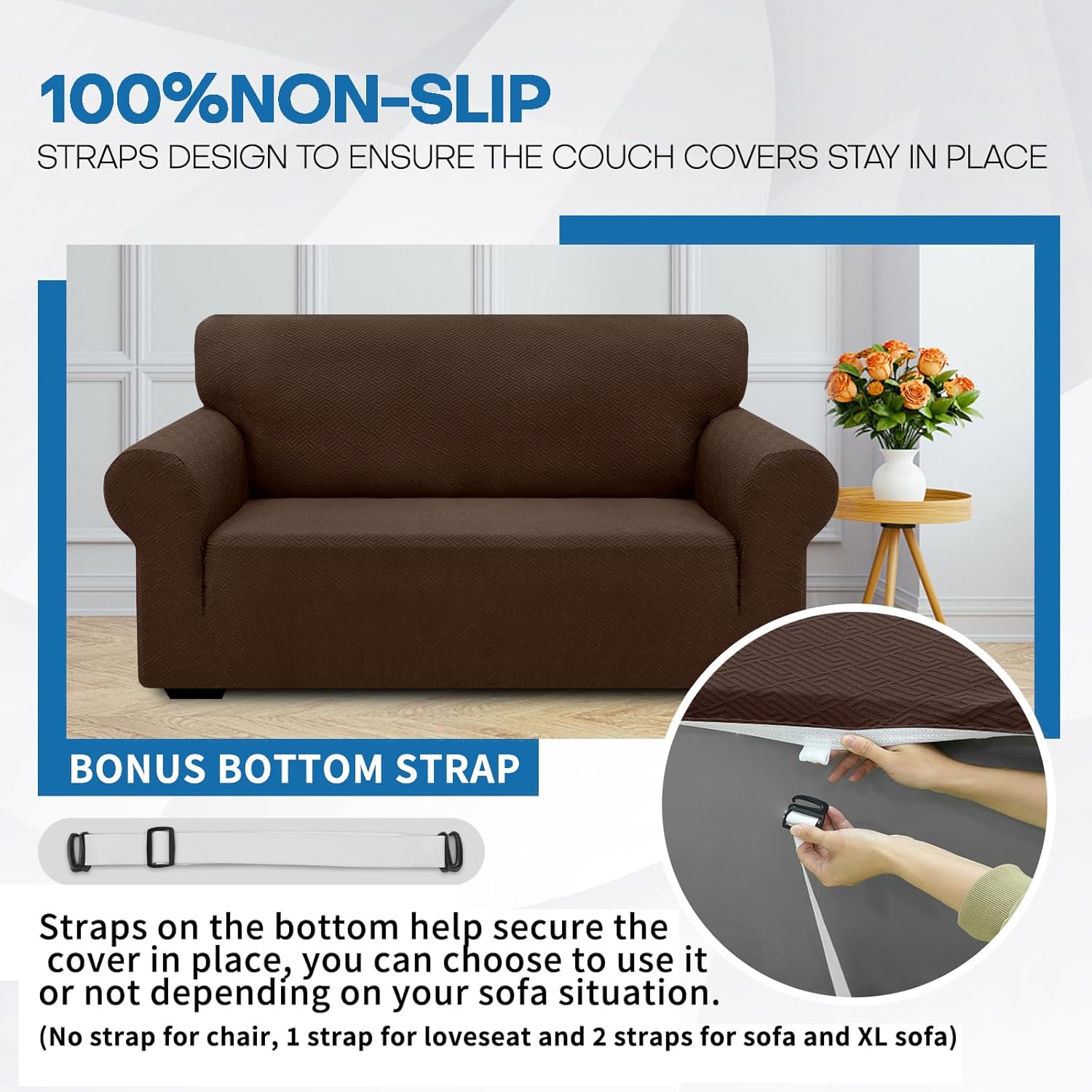 XINEAGE 2026 New Stretch Armchair Covers 1 Piece Chair Slipcovers Chair Protector for Living Room Thick Soft Chair Cover with Elastic Bottom Couch Cover for Pets Kids (31"-46", Coffee)