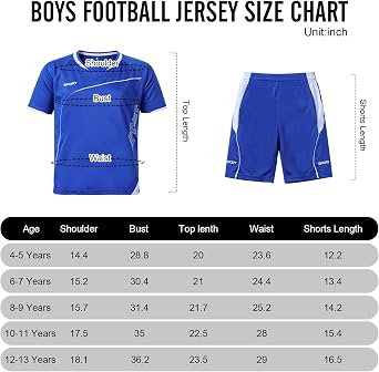 Football Kits for Boys, Kids Football Kit Soccer Jersey Set Costume Kids, Training Shirts And Shorts Set, Gifts for Boys 4-13 Years