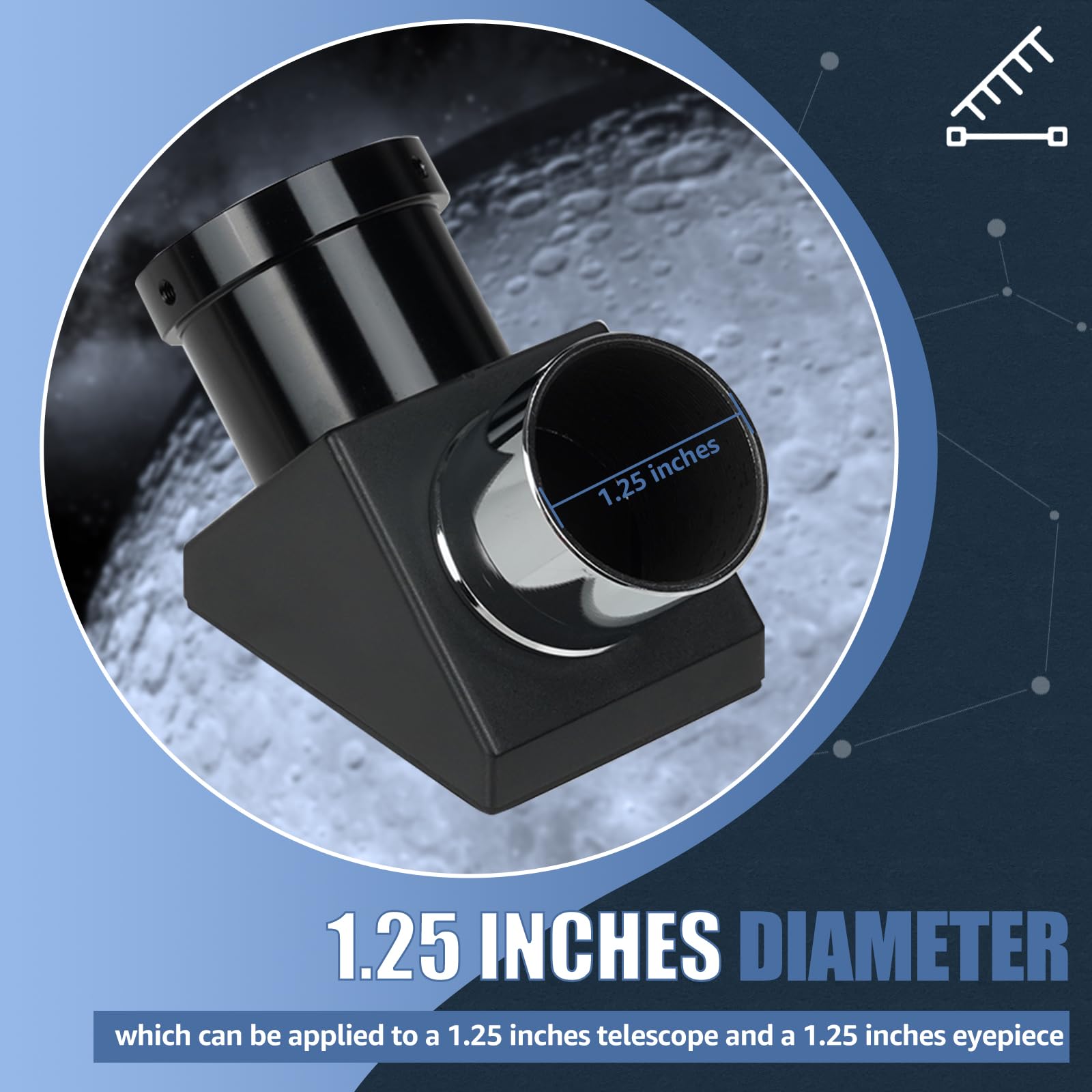 Svbony SV221 Specchio Diagonale, Adattatore Diagonale da 1,25pollici a 90 Gradi con Anello di Pressione in Ottone Accessori per Oculare Telescopio in Alluminio per Osservazioni Astronomiche da Terra