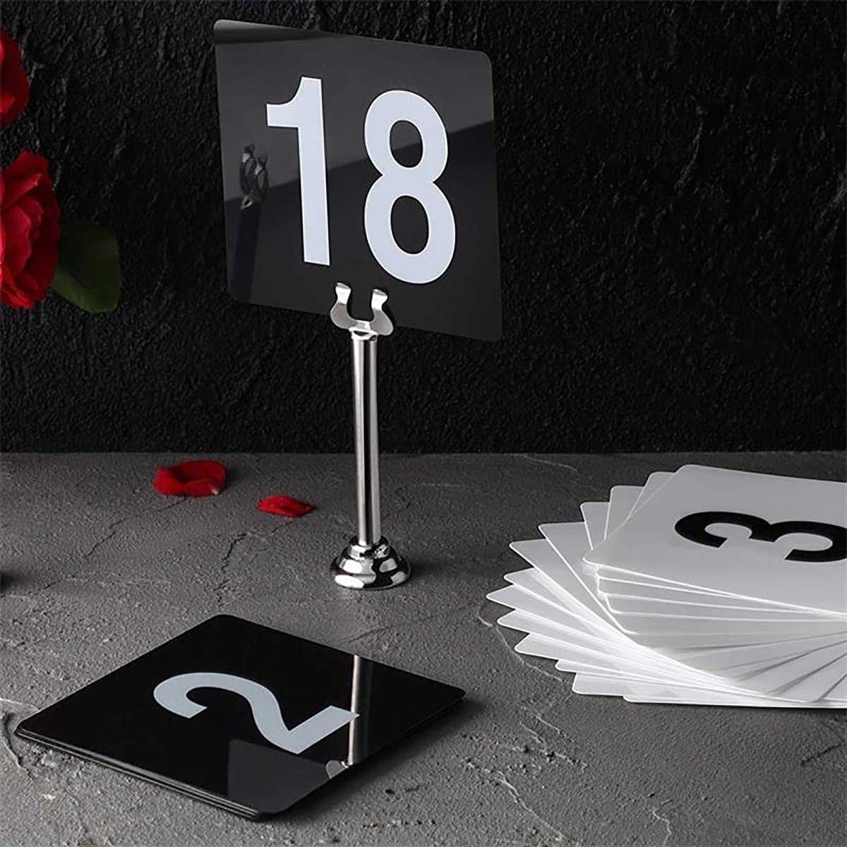 Zestaw numerów stołów, Numerki stołów, zestaw 100 dwustronnych plastikowych cyfr 1-100, czarne, 95 x 100 mm