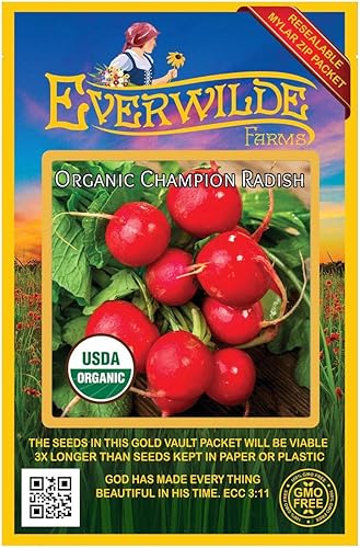 Everwilde Farms - 250 semillas de rábano orgánico Champion - Paquete Gold Vault