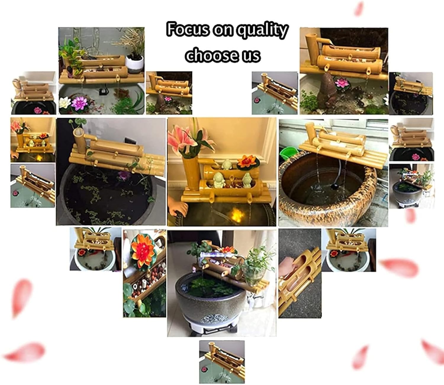 Solar Water Fountain, Outdoor Water Fountain with Water Pump, Feng Shui Zen Bamboo Fountain, Japanese Garden Decoration, for Bird Bath, Pond, Fish Tank, 19.7in