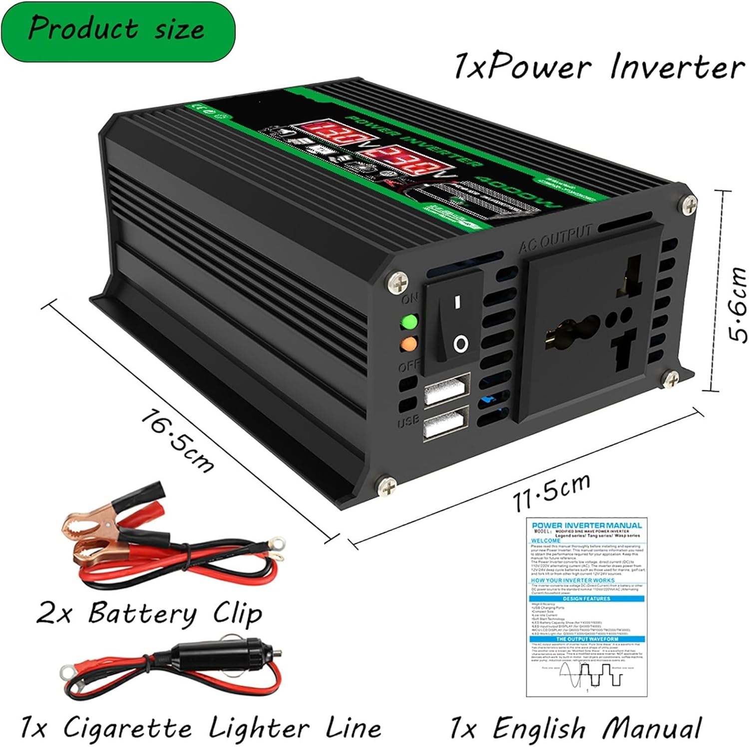 Complete 4000W Solar Inverter Kit with 50A Controller & 100W Panel - Home & Outdoor Power System, Black, 12V-220V, Ideal for Off-Grid Living & Backup Energy