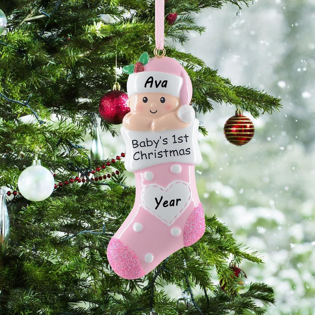 Baby's 1st Christmas Ornament 2026 | Personalized Baby Girl Gift image 2