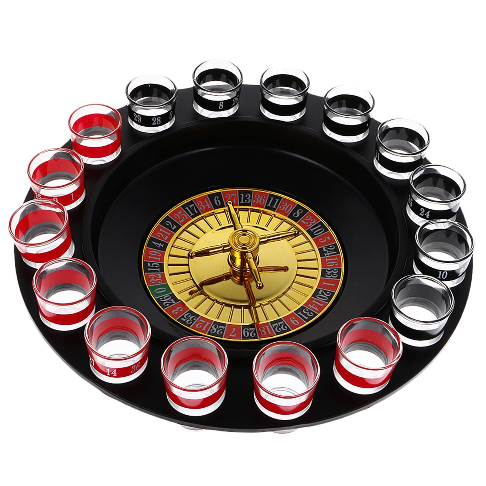 MERISHOPP Novelty Drinking Roulette Set Wine Game with Casino Spin Shot Glass for Night Bar Party Game 2-8 Players Collectibles | Casino | Roulette Wheels Sets