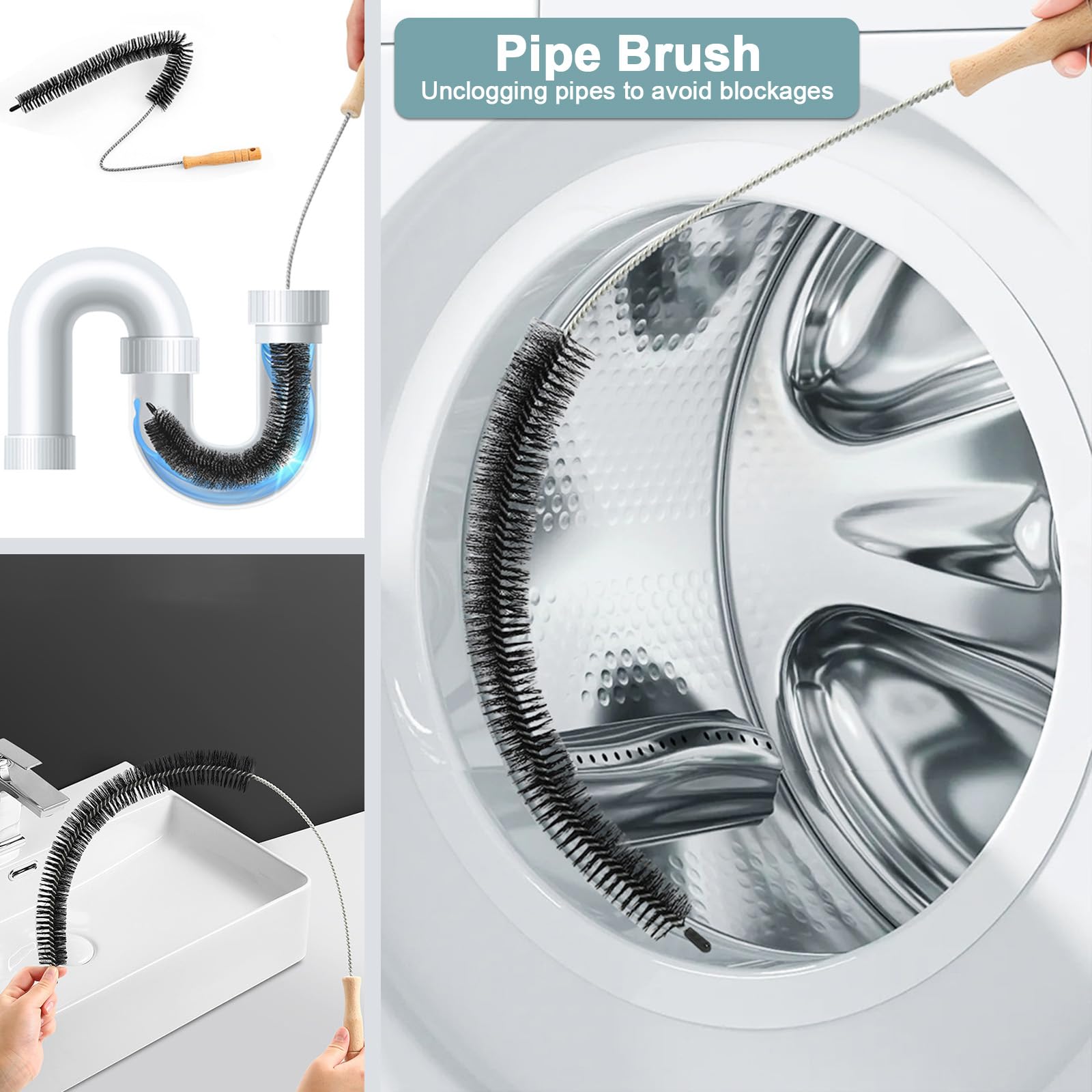 LBTING Reinigungsbürsten-Set mit Spülbürste, Flaschenbürste, Handflächenschrubber, langer Griff für Küche, Spüle, Topf, Pfanne, Tasse, Badezimmer, Theke, Haushalt, 18-teilig