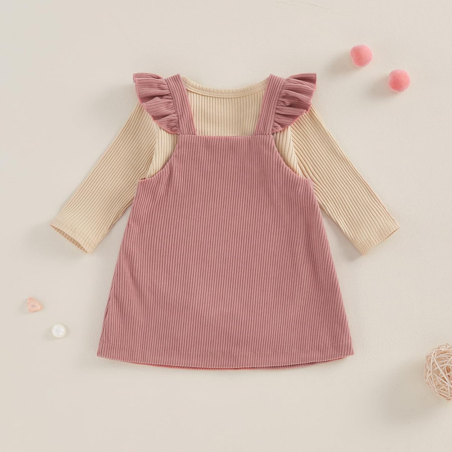 fhutpw Baby Girl 2 Piece Outfits Corduroy Skirt + Ribbed Knit Long Sleeves Top 3 6 12 18 Months Clothes Fall Winter Suits - Image 3