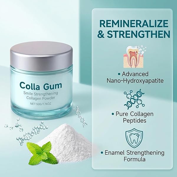 KutaKuta 3 PCS Polvo de Colágeno para Encías Colla Gum, Polvo Blanqueador Dental con Péptidos y Nano-Hidroxiapatita, Polvo de Colágeno para Encías y Dientes para Cuidado Diario - 2