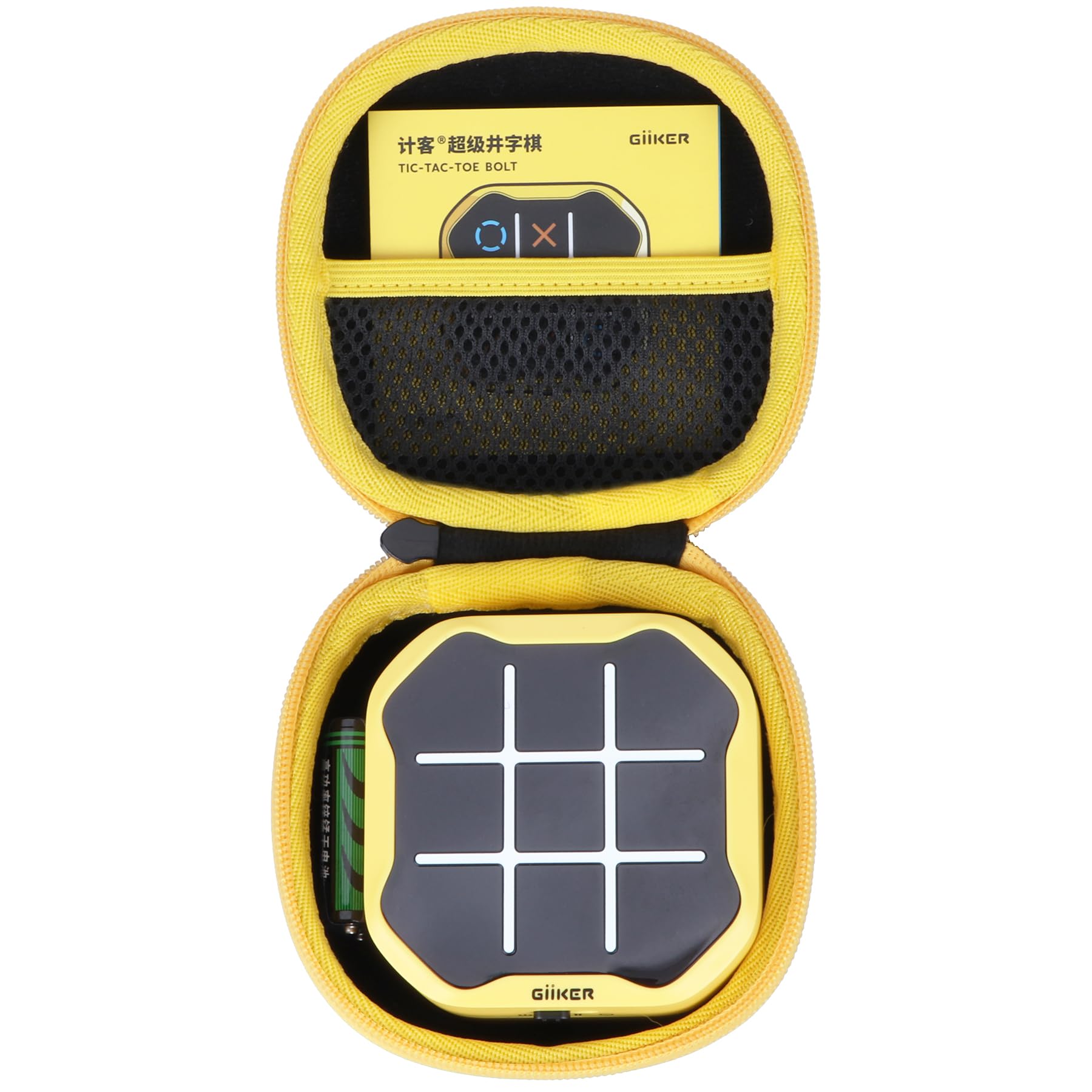 Lebakort Storage Case Compatible with GiiKER Tic Tac Toe Bolt Game 3-in-1 Handheld Puzzle Game Console Fidget Toys Board Games for Kids and Adults (Black + Yellow Case) - Image 2