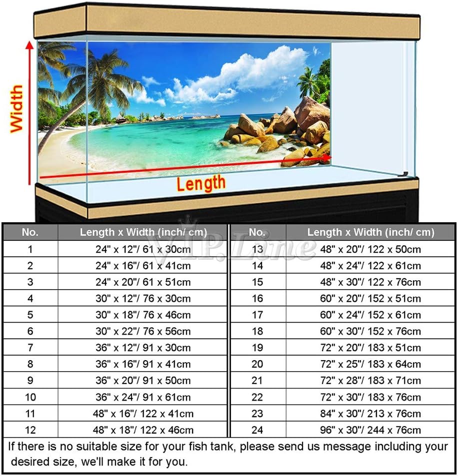 Beach Aquarium Background Poster PVC Fish Tank Decor Landscape 24 36 48 72 (72" x 30"/ 183 x 76cm)