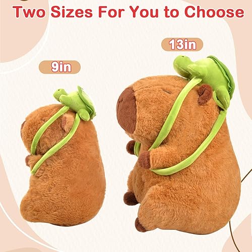 Miniatura 4 de Capybara - Juguete de peluche de 9 pulgadas, iluminado y reproduce sonidos reales de Capybara con mochila de tortuga, bonitos regalos de cumpleaños,