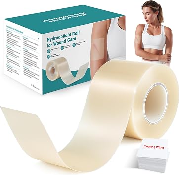 Derm Tape Hydrocolloid Roll - Acne & Pimple Patch Tape, Flexible Bandages Roll for Wound Care and Skin Protection, Cut-to-Size Hydrocolloid Tape for Daily Use 2in x 16ft