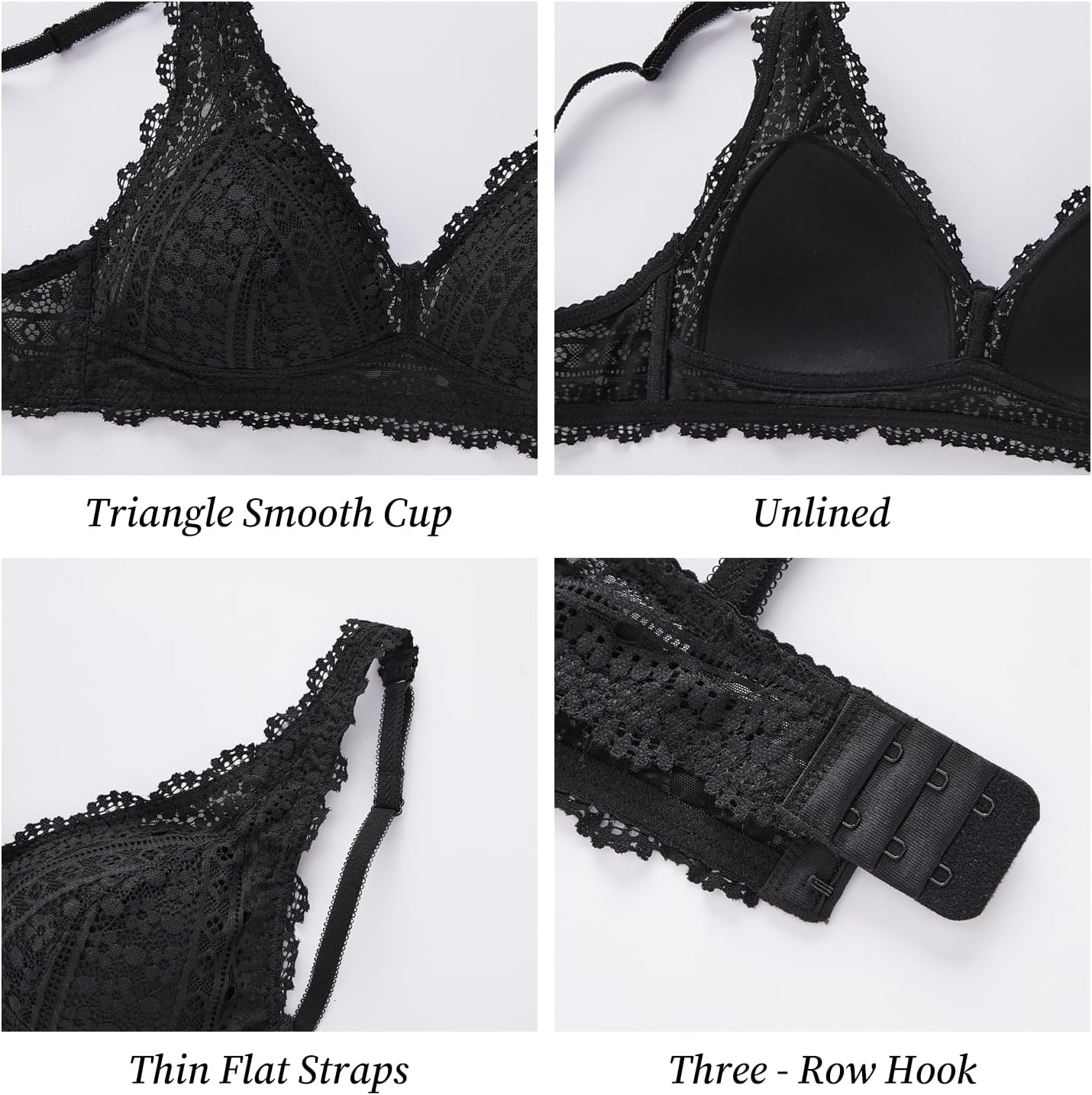 Chest-Wireless Lace Bralette Sexy Triangle Ultra-Thin Padded Breathable Women Comfortable Everyday Bra for AAA-B Cup