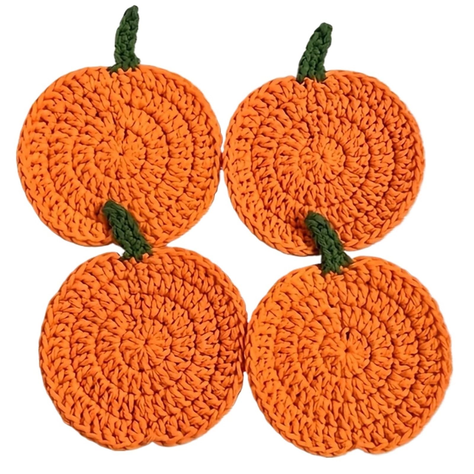 4/6pcs Hand-Crocheted Pumpkin Coasters - Heat-Resistant Wool Mug Coasters For Fall Decor(6pc)