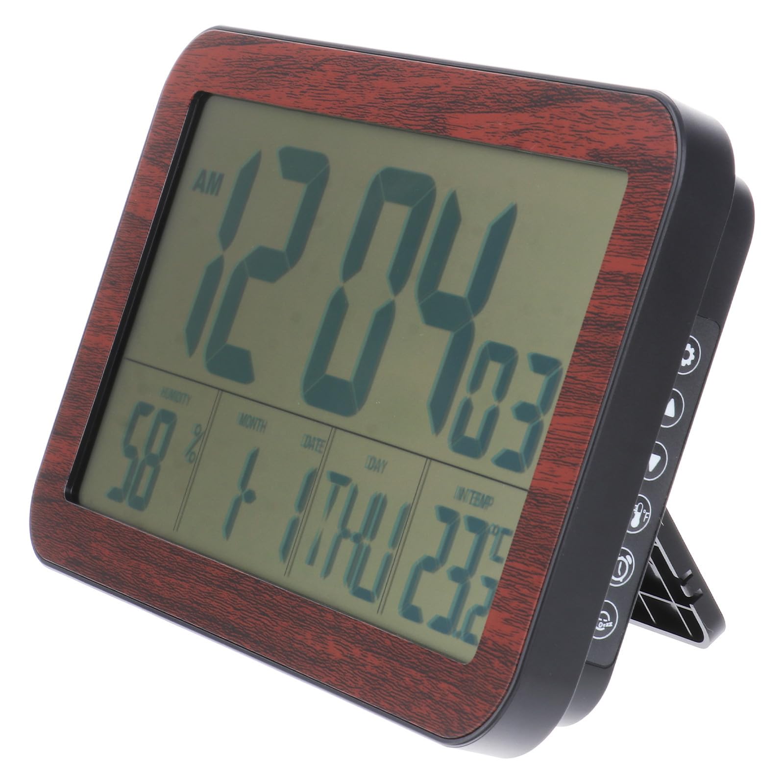 HOMSFOU Orologio Digitale da Parete Nero Calendario Perpetuo e Temperatura, Silenzioso e Auto-regolante in Plastica per Ufficio e Soggiorno Moderno