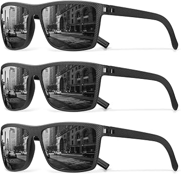 Square Polarized Sunglasses for Men Vintage Style Driving Travel Sun Glasses Lightweight Frame UV Protection Eyewear