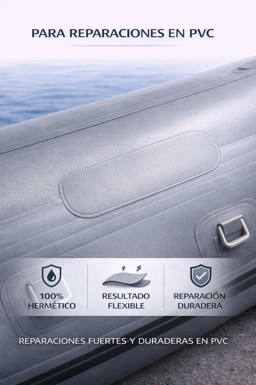 Kit Reparación PVC Profesional – Pegamento PVC 2 Componentes para Zodiac, Paddle Surf, Kayak y Hinchables – Incluye Parches, Pincel, Vaso, Guantes y Toallita (125 ml)