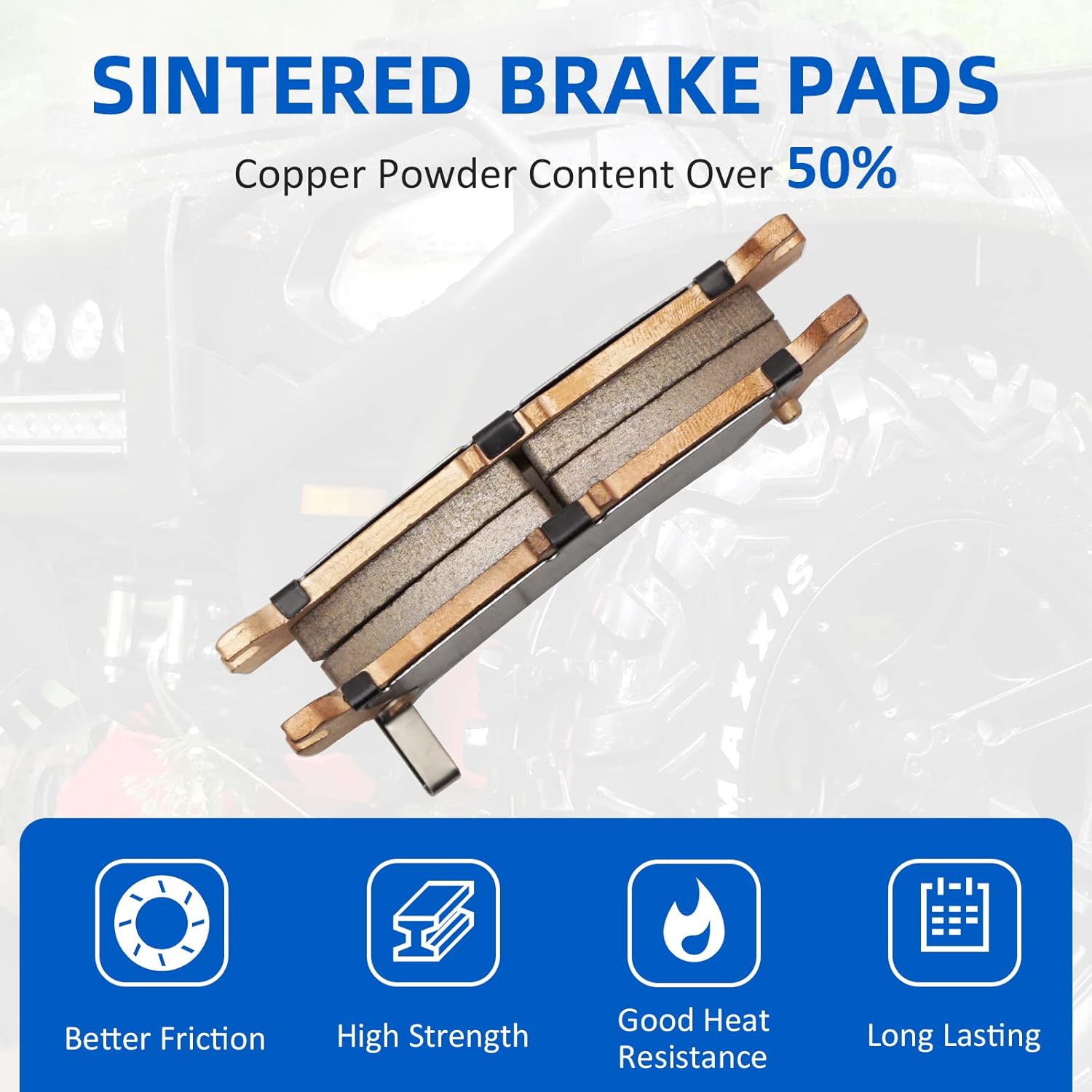 Fit for Honda Pioneer 1000 Talon 1000 Brake Pads Front Rear Sintered 2016-2022, OEM# 06451-HL4-A01 06452-HL4-A01 06431-HL4-A01 06432-HL4-A01