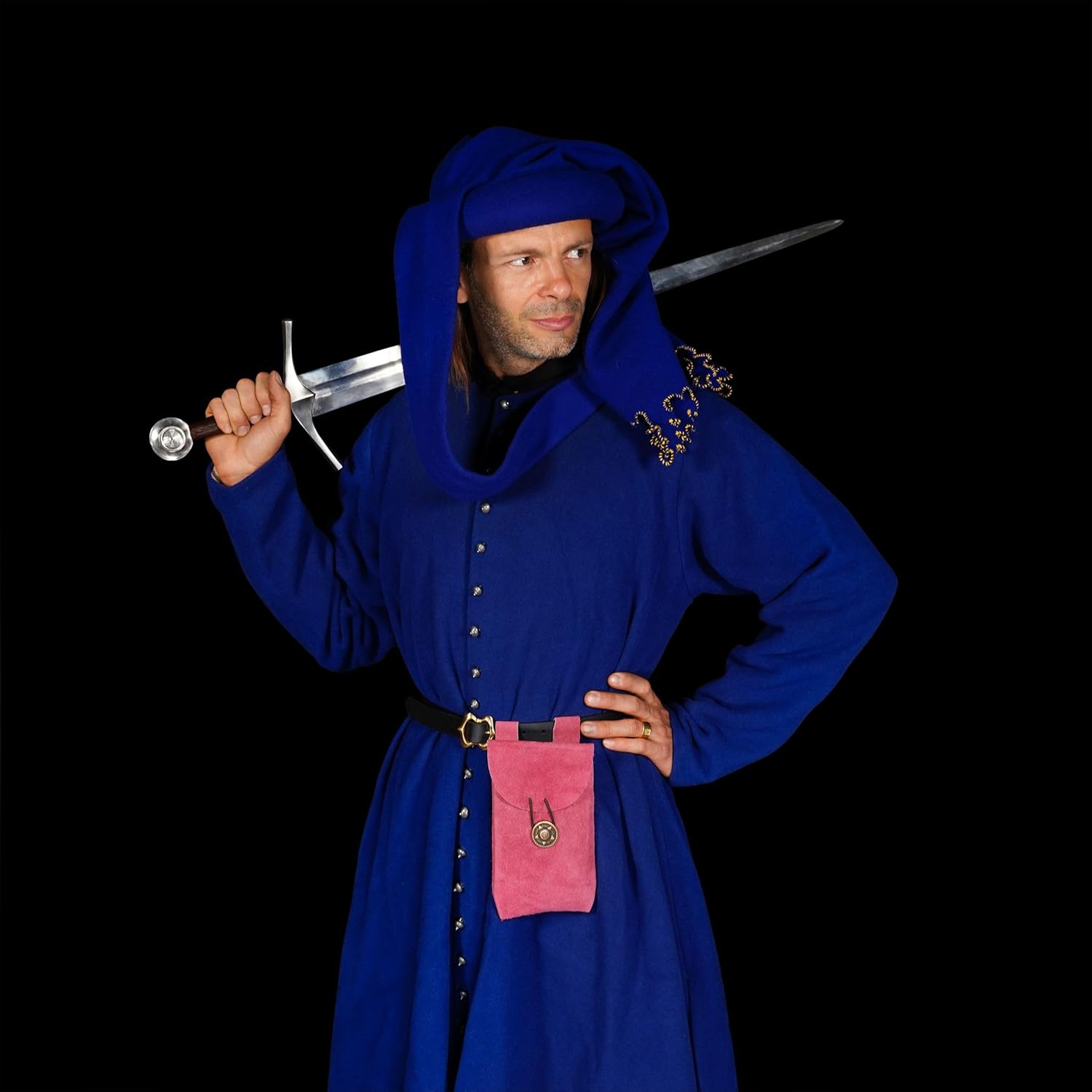 Medieval Leather Pouch Renaissance Suede Jewelry Belt Pouch LARP Costume Waist Bag Gift Accessory for Men and Women, Pink, 7.2" x 4.7" - Image 5