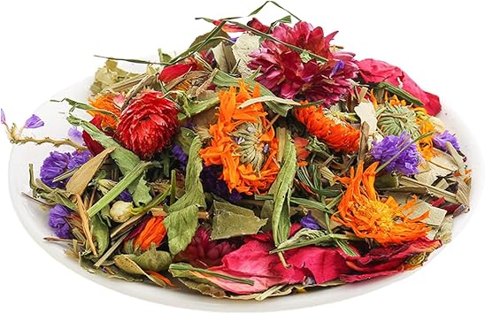 Small Animal Bedding - 100g Natural Soft Dried Flower Bedding | Odor Control Hamster Feed for Rabbits, Gerbs and Other Small Animals | Hamster Flower Habitat Decor Gerb Bedding Cage Accessories