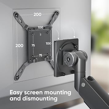 ONKRON Heavy Duty Monitor Arm for 17-57 Inch Screens up to 59.4 lbs, Ultrawide Screen Mount with Adjustable Gas Spring, VESA 75x75-200x200, Single Arm Monitor Mount for Desk, Clamp & Grommet Black | Ultrawide monitor mount with 23 extension, gas spring, swivel, tilt, rotation; C-clamp or grommet mount for office & gaming