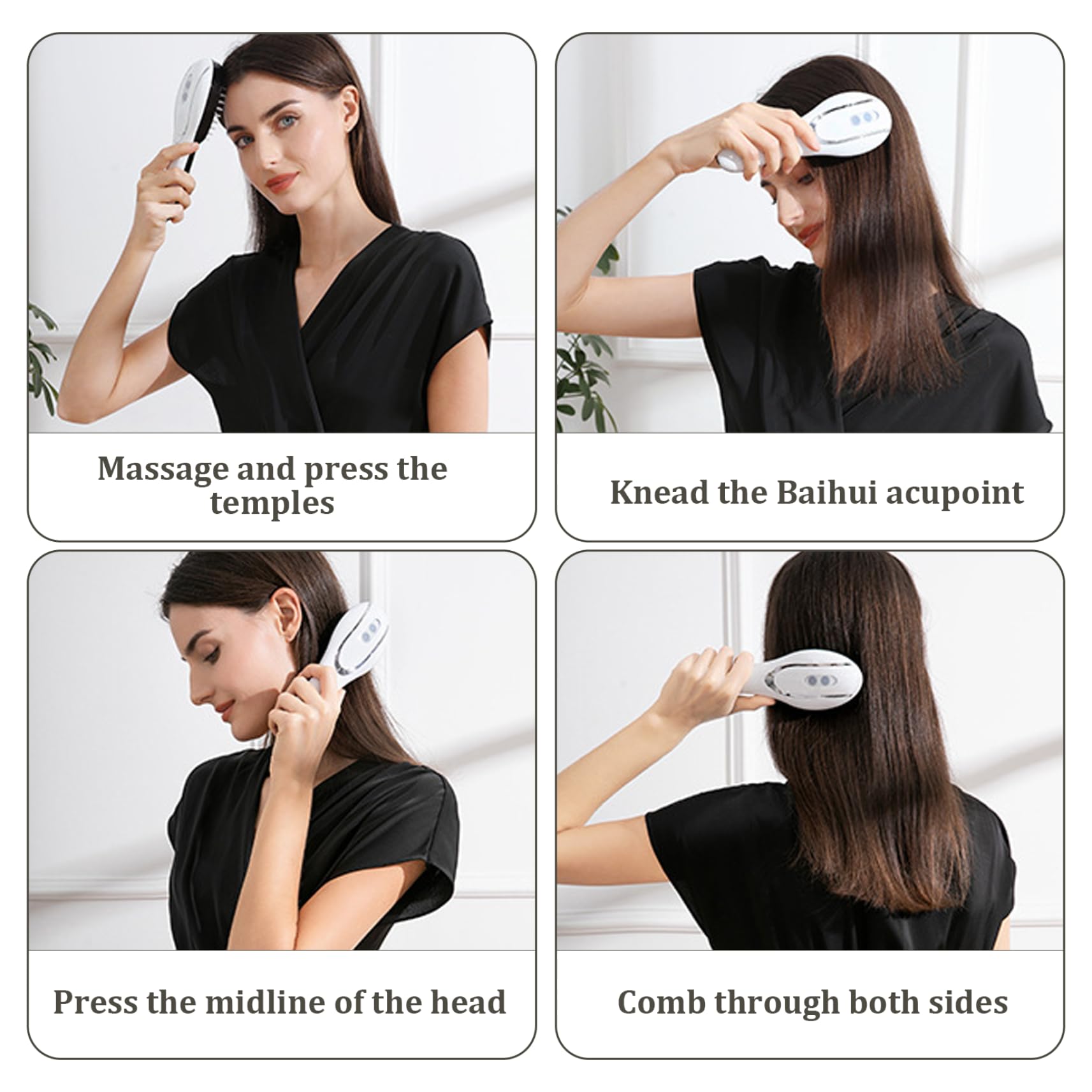 Masajeador eléctrico del cuero cabelludo con luz roja, cepillo para el crecimiento del cabello 2 en 1 con nanospray, rodillo de microcorriente EMS y vibración para el cuidado y relajación cuer
