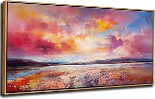 DVQ ART Canvas Wall Art for Living Room Large Size - Coastal Sunset Canvas Prints - Beach Wall Art for Home Decor, Ocean Scenery Picture, Framed Seascape Poster 24"x48" for Bedroom Bathroom Decor