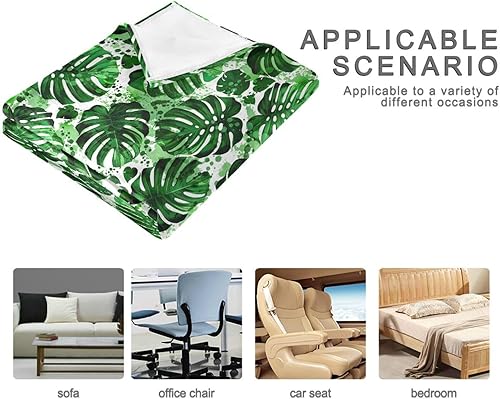 Miniatura 4 de Leaves Monstera Blots Microfiber Plush Blanket for Adults Kids, Comfy Spring Blanket for Couch Bed Office, 60x90 Inches Bed Blanket