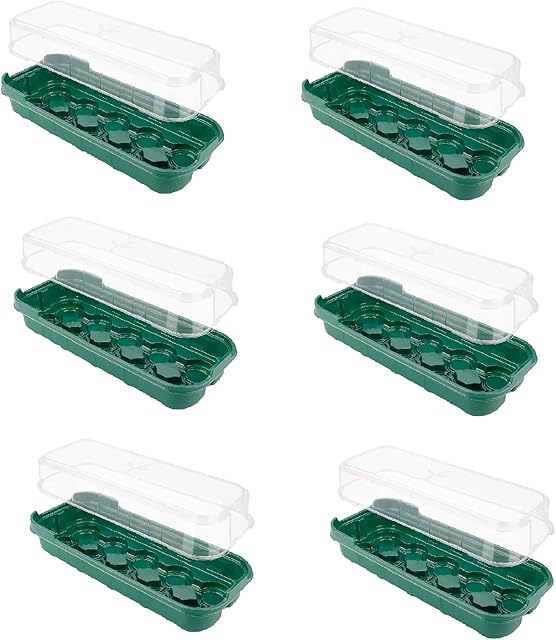 RTWAY 6 PACK Seed Propagator Tray Set, Mini Sturdy Windowsill Trays with Cover Dome, Seed Starter Tray Greenhouse Grow Trays for Seeds Growing Starting (10 Cells per Tray)