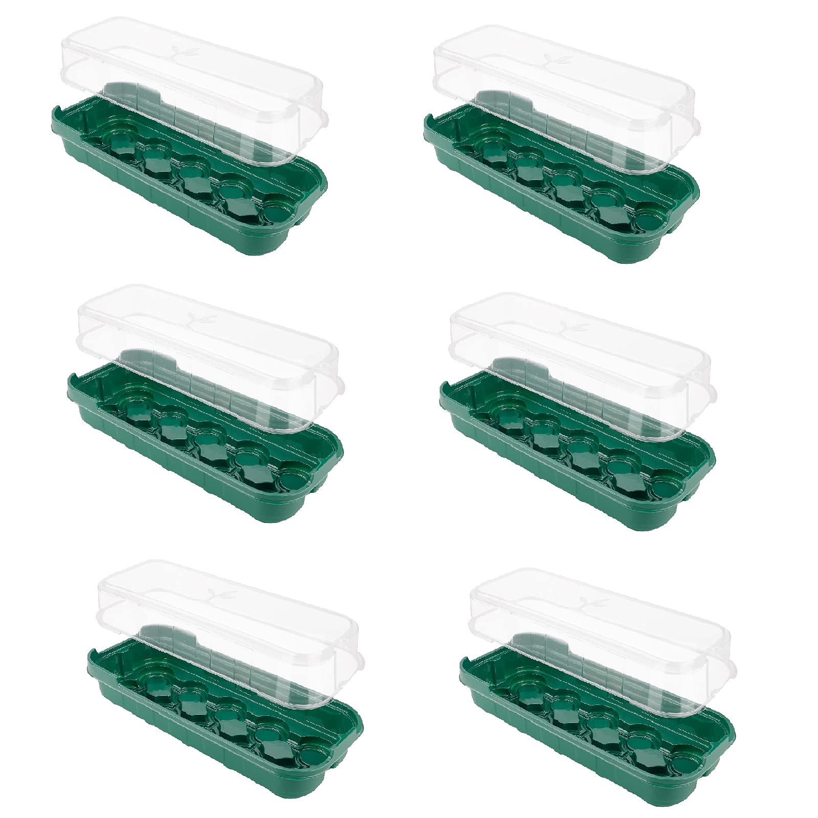 Rtway Green 6 Pack Seed Propagator Tray Set, Mini Sturdy Windowsill Trays With Cover Dome, Seed Starter Tray House Grow Trays For Seeds Growing Starting