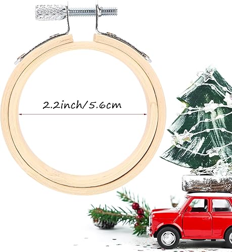 Miniatura 9 de Caydo 10 mini aros de bordado de 2.5 pulgadas, aro de punto de cruz para bordado, costura práctica y decoración de Navidad
