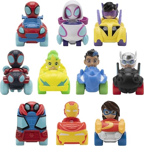 Marvel's Spidey and his Amazing Friends - 10 Pack-Ten 2-Inch Amazing Mini Vehicles-Toys Featuring Your Friendly Neighbourhood Spideys - 2