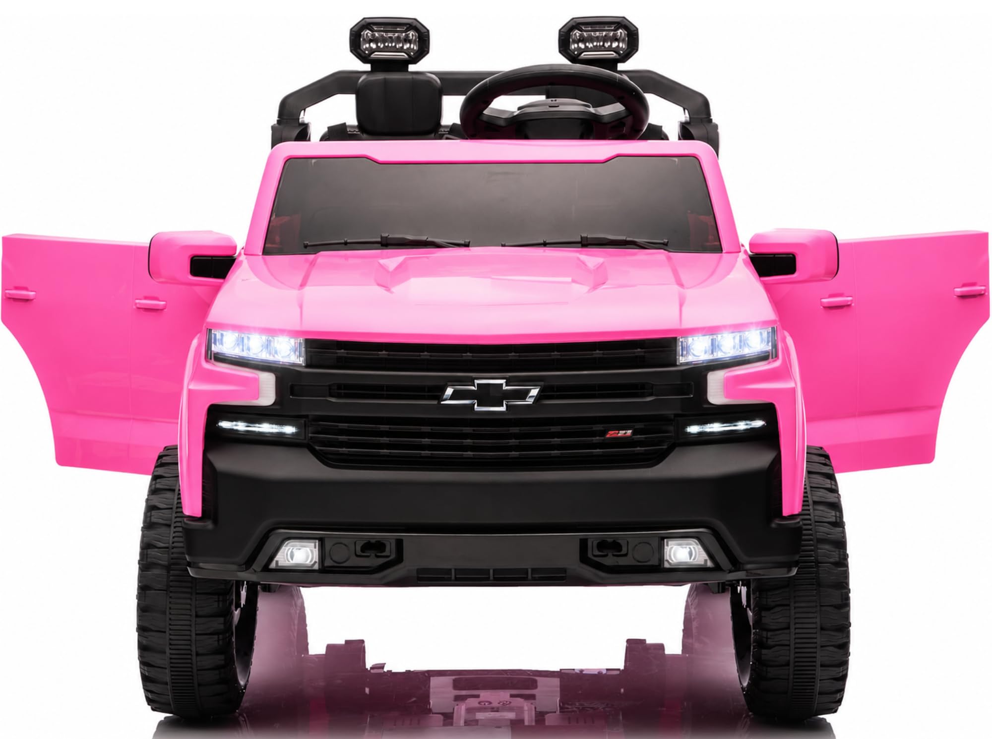 Chevrolet Silverado ZR2 24V Maxi Fuoristrada 2 Posti Auto Macchina Elettrica per Bambini Telecomando Luci a Led Bluetooth Ammortizzatori Carico Massimo 60 Kg (Rosa)