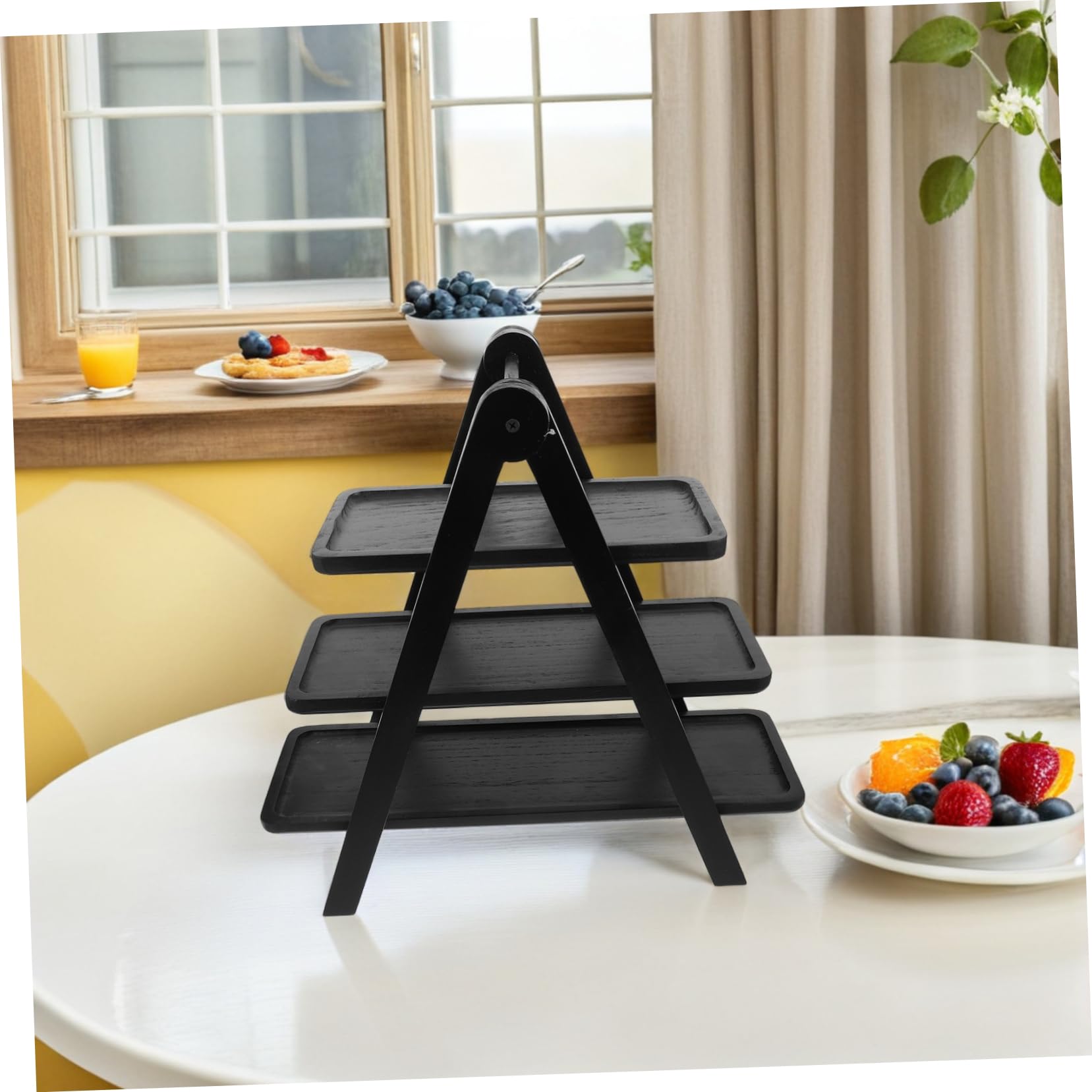 Bandejas para Comida,Bandeja Plegable de Madera Servir,Expositor Alimentos Multicapa Que Ahorra Espacio ollas Calientes,restaurantes,cocinas,Estable y eficiente.
