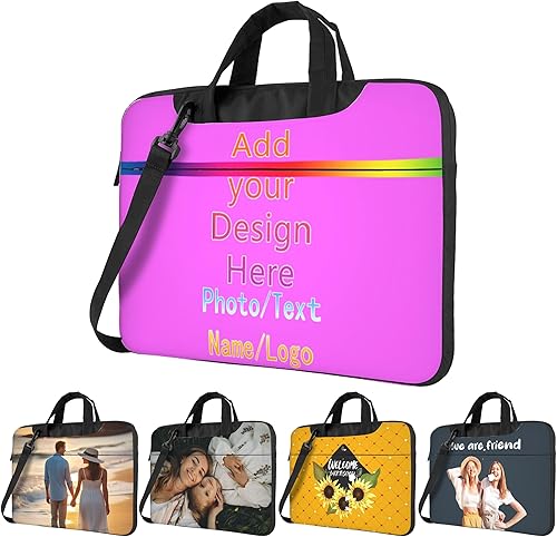 Miniatura 11 de Funda personalizada para laptop personalizada, añade tu foto, texto, maletines para portátil Púrpura 3,Negro,azul (Blue1),Blue2,Marrón,Verde